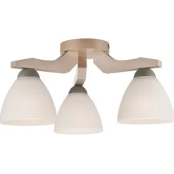 Deckenleuchte in Buche Weiß Holz Wohnzimmer