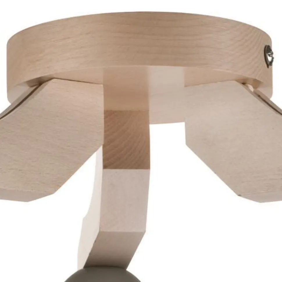 Deckenleuchte in Buche Weiß Holz Wohnzimmer