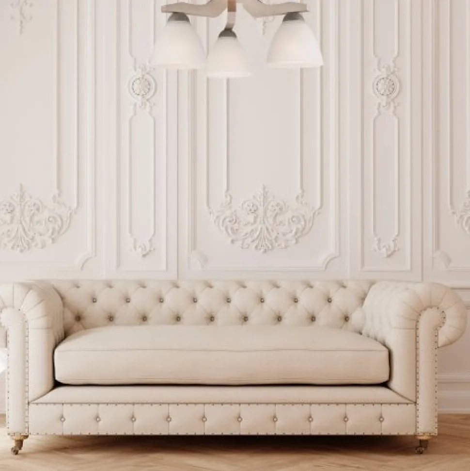 Deckenleuchte in Buche Weiß Holz Wohnzimmer