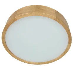 Deckenleuchte in Eiche rund Wohnzimmer Holz Lampe