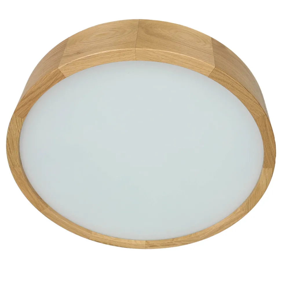 Deckenleuchte in Eiche rund Wohnzimmer Holz Lampe