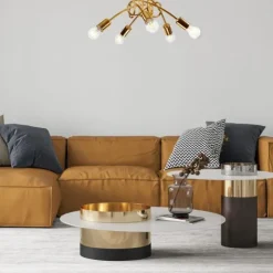 Deckenleuchte in Gold Metall 5-flmg Wohnzimmer