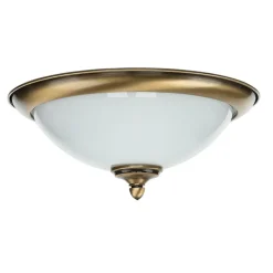 Deckenleuchte in Messing antik Weiß Glas KELSEY