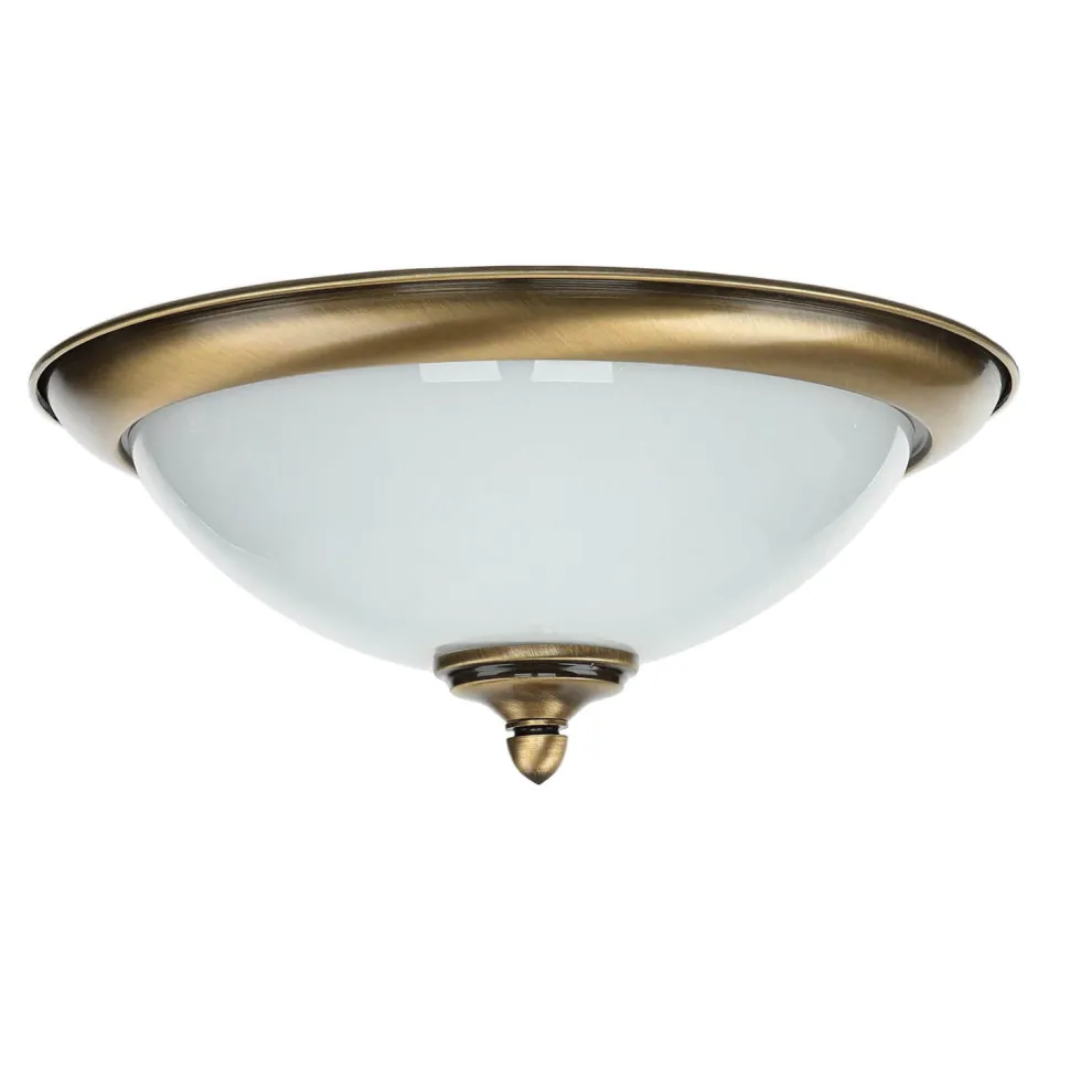 Deckenleuchte in Messing antik Weiß Glas KELSEY