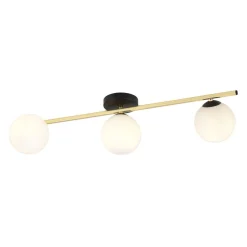 Deckenleuchte in Schwarz Weiß Gold E14 Glas Metall