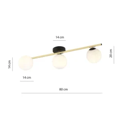 Deckenleuchte in Schwarz Weiß Gold E14 Glas Metall