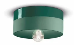 Deckenleuchte Keramik E27 Ø 25 cm Grün rund
