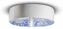 Deckenleuchte Keramik E27 rund D: 40 cm Weiß Blau