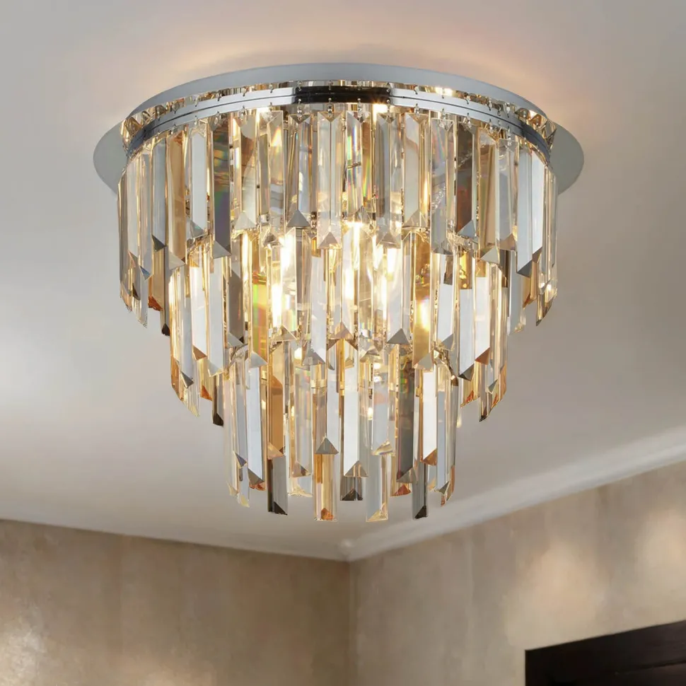 Deckenleuchte Kristall Ø 45 cm Rauchglas Art Déco