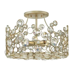 Deckenleuchte Kristall Metall in Blattsilber THYMI