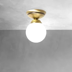 Deckenleuchte Kugel Ø 12 cm in Bronze hell glänzend Weiß