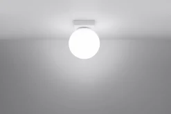 Deckenleuchte Kugelschirm Weiß Glas Metall Ø 12 cm G9