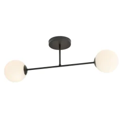 Deckenleuchte länglich 55 cm 2-flammig Glas Metall