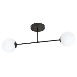 Deckenleuchte länglich 55 cm 2-flammig Glas Metall