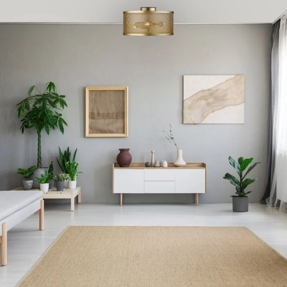 Deckenleuchte Metall Ø 45 cm H: 24 cm rund 3x E27 Gold