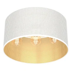 Deckenleuchte Metall Ø40 cm rund E27 Loft in Weiß Gold