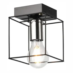 Deckenleuchte Metall eckig Schwarz Chrom B: 13 cm für E27