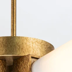 Deckenleuchte Metall Glas B: 66 cm in Gold Antik Weiß