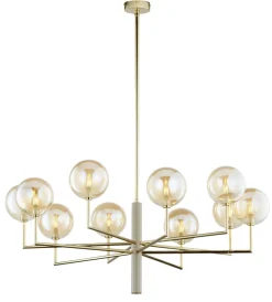 Deckenleuchte Metall Glas G9 in Gold Bernstein Beige