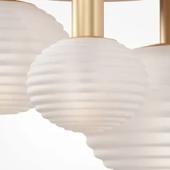 Deckenleuchte Metall Glas B: 53,5 cm in Gold Weiß E14