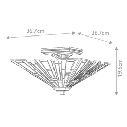 Deckenleuchte Metall Glas 36,7 cm breit Tiffany Stil 2x E27
