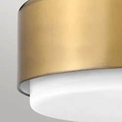 Deckenleuchte Metall Glas D: 30,5 cm rund 2x E27 Messing Weiß