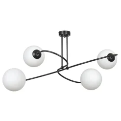 Deckenleuchte Metall Glas Schwarz Weiß Modern 4x E27