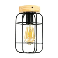 Deckenleuchte Metall Holz E27 Ø 15 cm klein