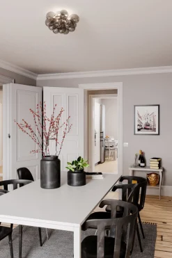 Deckenleuchte Metall Rauchglas B: 30 cm 3-flammig G9