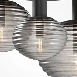 Deckenleuchte Metall Rauchglas B: 53,5 cm E14 3-flammig