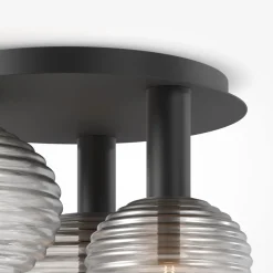 Deckenleuchte Metall Rauchglas B: 53,5 cm E14 3-flammig