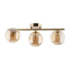 Deckenleuchte Metall Rauchglas 47 cm klein in Gold Bernstein