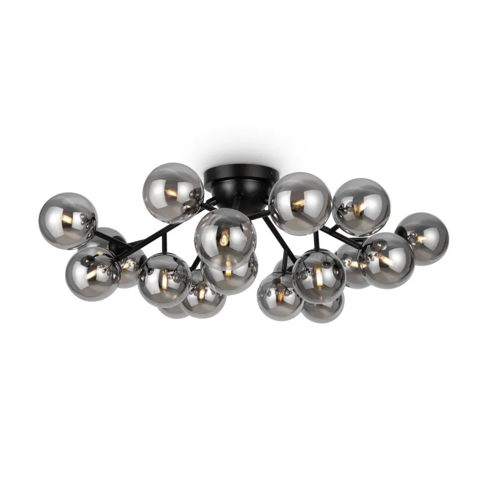 Deckenleuchte Metall Rauchglas B: 75 cm G9 Kugel Schirm