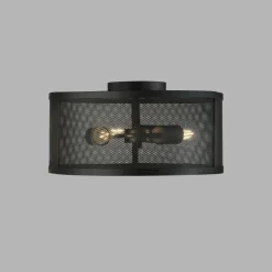 Deckenleuchte Metall rund Ø 45 cm 3x E27 Schwarz Retro