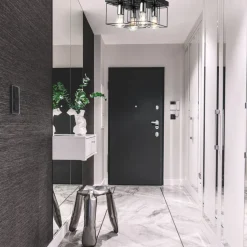 Deckenleuchte Metall Schwarz Chrom B: 30 cm eckig 4-flammig