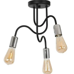 Deckenleuchte Metall Schwarz Chrom E27 Retro Design