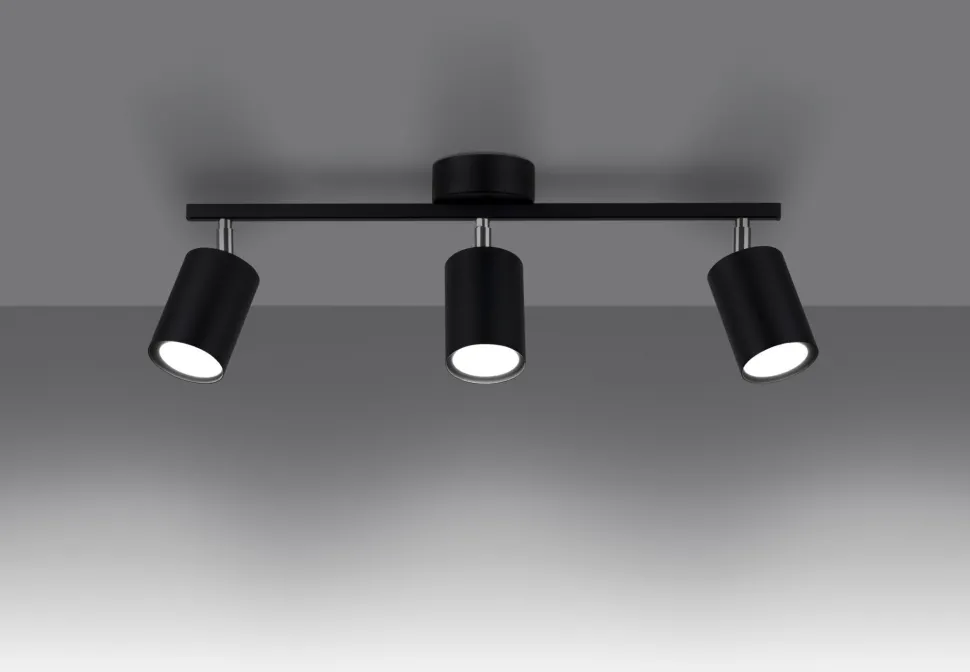 Deckenleuchte Metall schwenkbar 3-flammig Schwarz