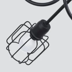 Deckenleuchte Metall Schwarz 3-flammig E14 Draht Schirm