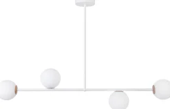 Deckenleuchte Metall Weiß Glas G9 L:68 cm blendarm