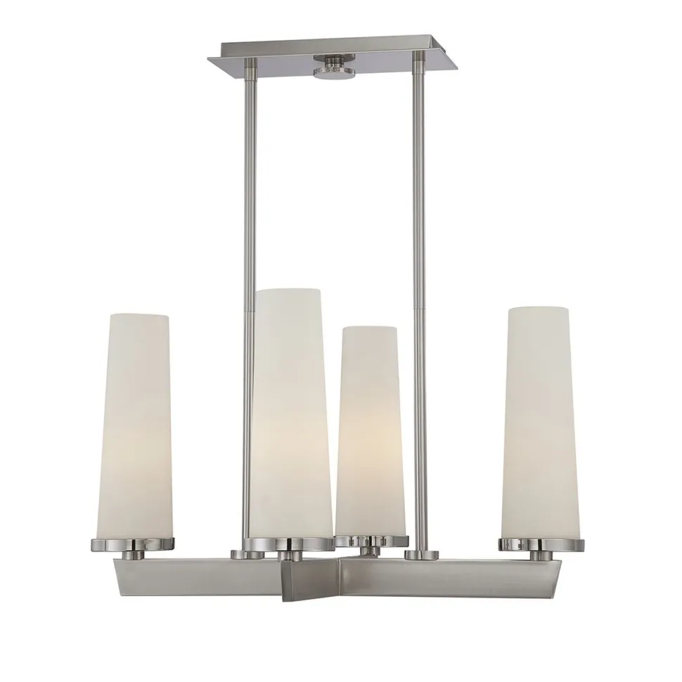 Deckenleuchte Modern in Nickel Weiß Höhe verstellbar