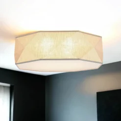 Deckenleuchte Modern Leinen 52 cm breit 4x E27 wohnlich