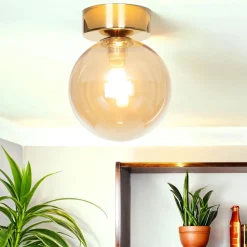 Deckenleuchte Rauchglas Ø 12 cm rund in Bernstein Gold G9