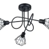 Deckenleuchte Retro Metall Schwarz 48 cm breit 3-flammig