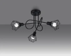 Deckenleuchte Retro Metall Schwarz 48 cm breit 3-flammig