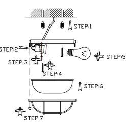 Deckenleuchte Riffelglas Metall Grau L:21 cm Industrie