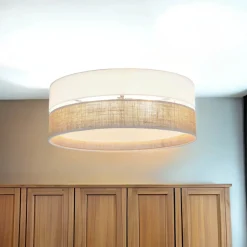 Deckenleuchte rund Ø 45 cm Boho Style 3x E27 Stoff Jute