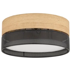 Deckenleuchte rund Ø 50 cm blendarm Schwarz Holzoptik Modern