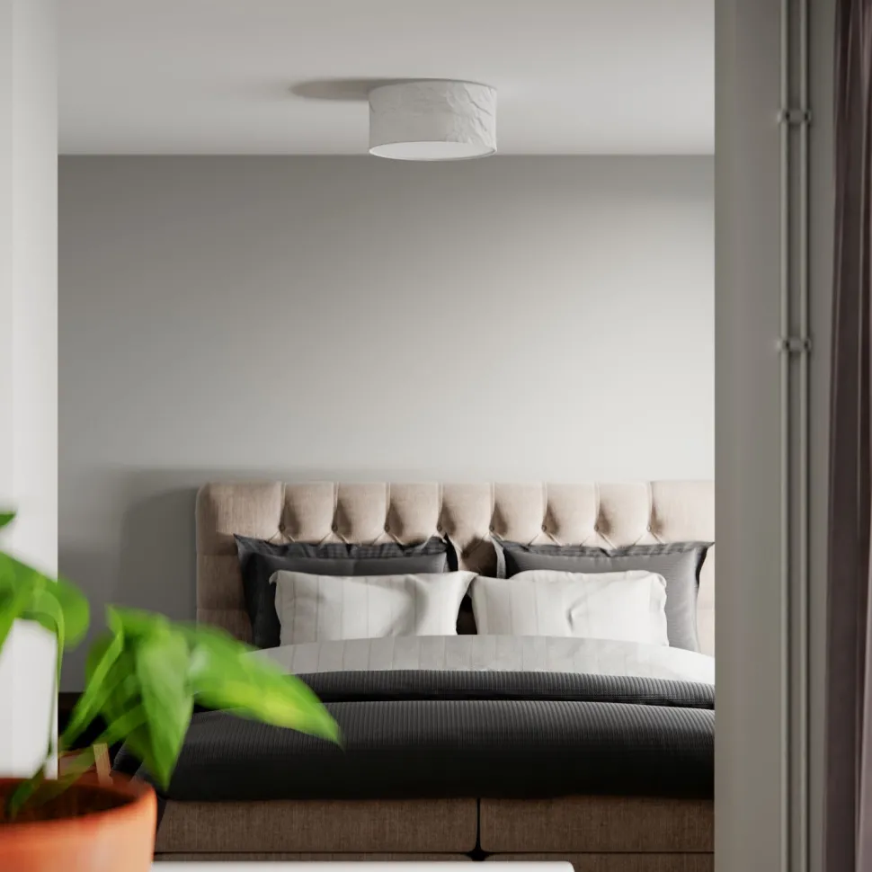 Deckenleuchte rund Ø 40 cm Weiß E27 Metall Stoff blendarm