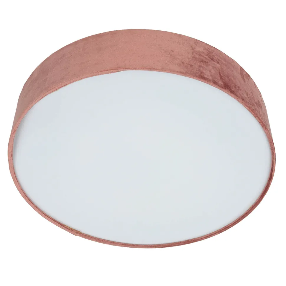 Deckenleuchte rund Ø 50cm H: 10cm Rosa Samt Schirm 3x E27