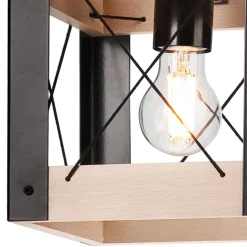 Deckenleuchte Rustikal eckig B: 20 cm klein E27 Holz Metall